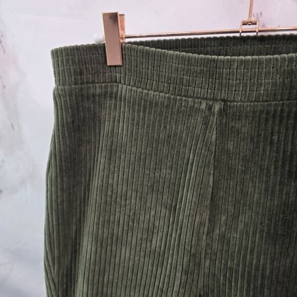 Aerie Leggings Womens Small R Green Flare Groove On Velour Corduroy High Rise - Picture 2 of 11